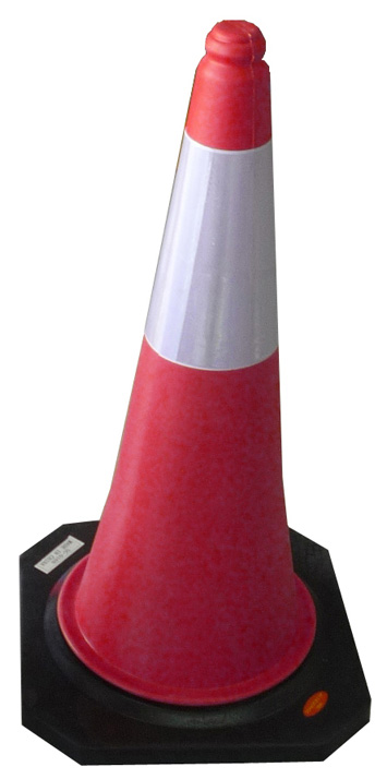 CONO REFLECTIVO ROJO, BASE GOMA, 78CM