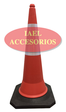 CONO REFLECTIVO ROJO, BASE GOMA, 100CM