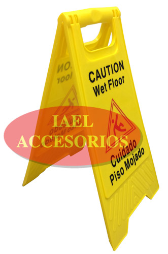 CARTEL AMARILLO TIPO CARPA `PISO MOJADO`