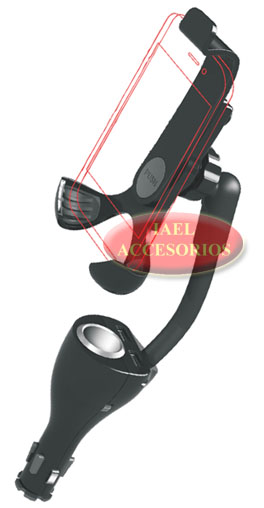 PORTA CELULAR, CON FLEXIBLIE, CABLE Y CARGADOR USB, PARA ENCEND
