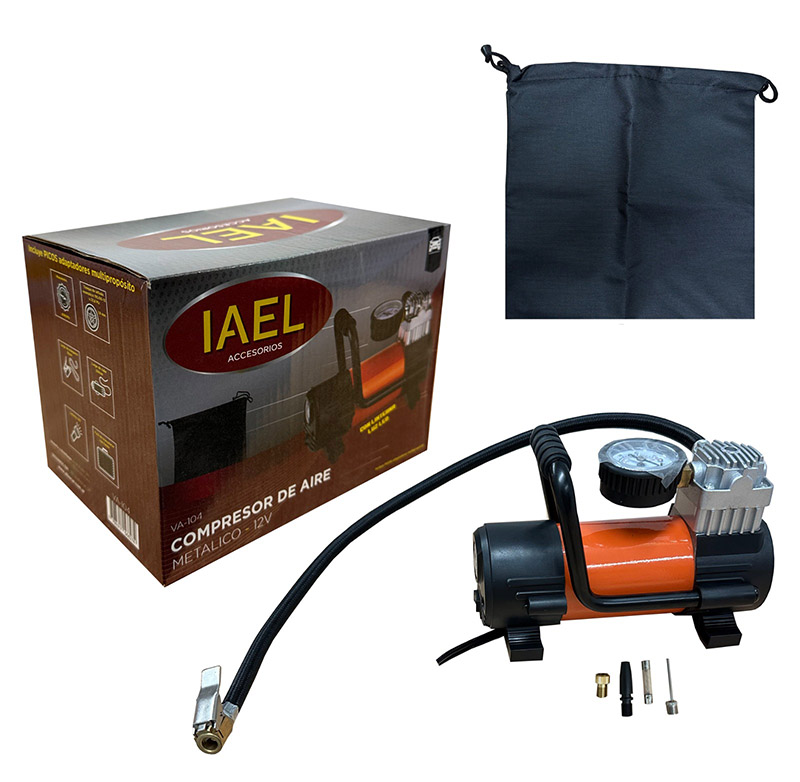 COMPRESOR CON LUZ PARA 4X4, 12V. C/MANOMETRO C/BOLSA - 2