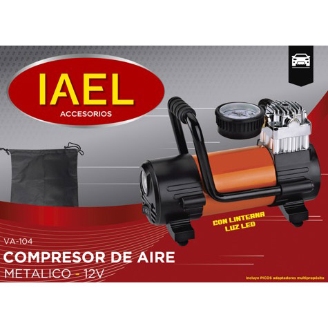 COMPRESOR CON LUZ PARA 4X4, 12V. C/MANOMETRO C/BOLSA - 3